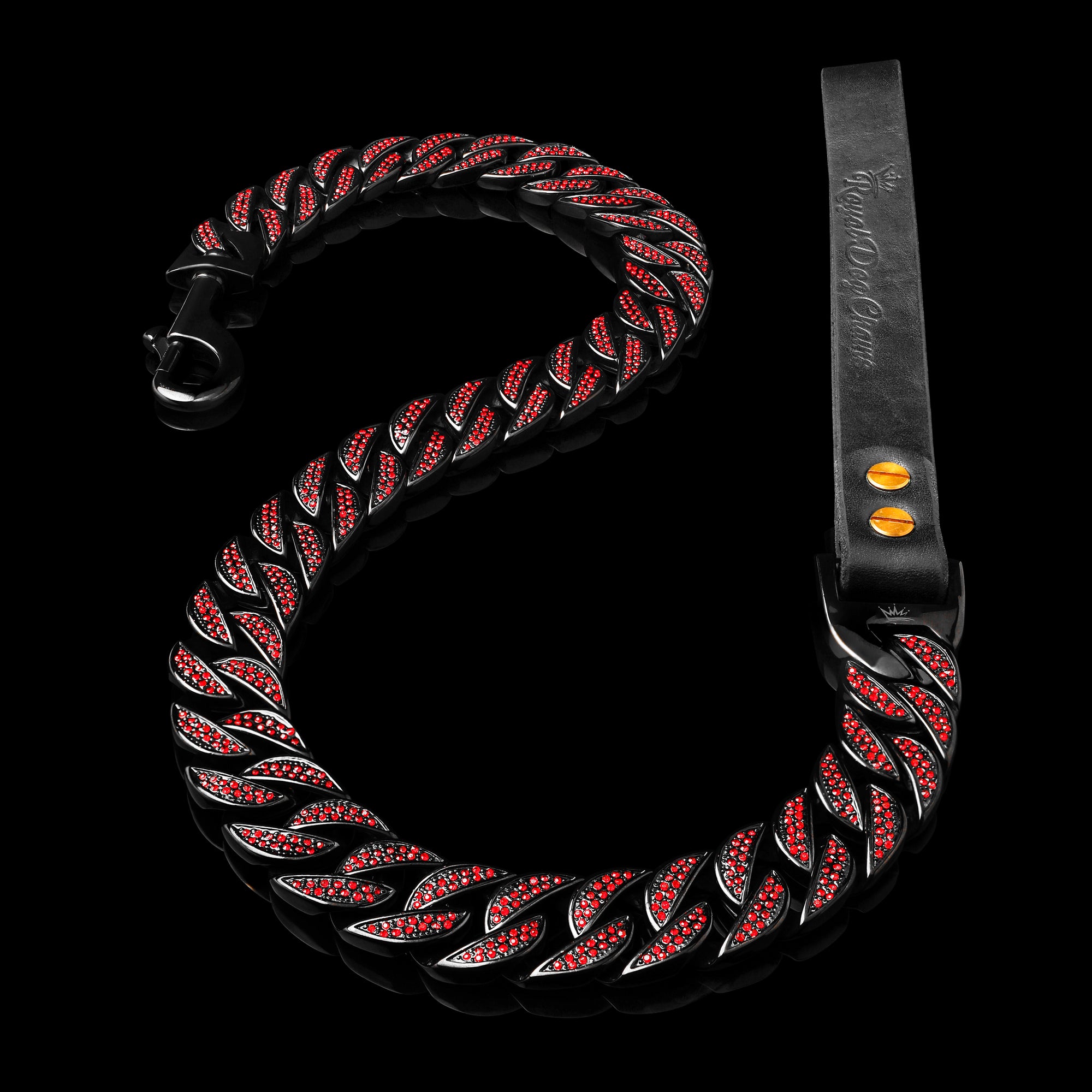 Black Red Studded Leash - The Anubis