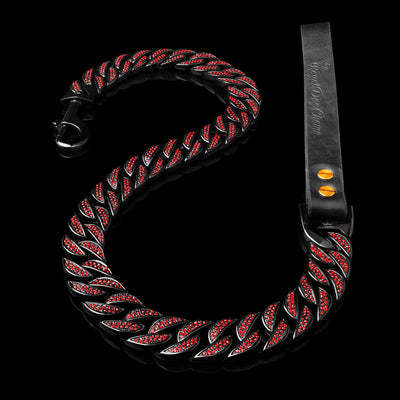 Black Red Studded Leash - The Anubis